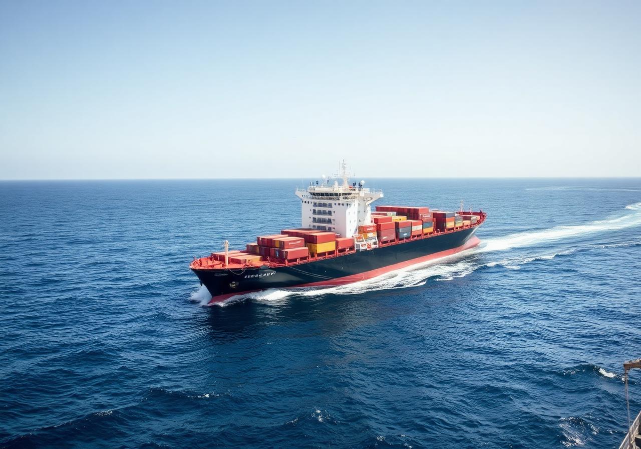 Cargo ship at sea